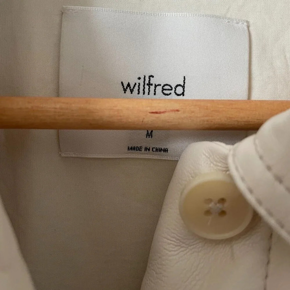 Aritzia Wilfred Vegan Leather Ganna Shirt Jacket Shacket Birch White Size Medium - Picture 10 of 11